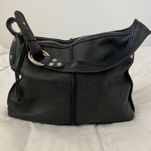 Lucky Brand Black Leather Vintage Slouchy Hobo Bag